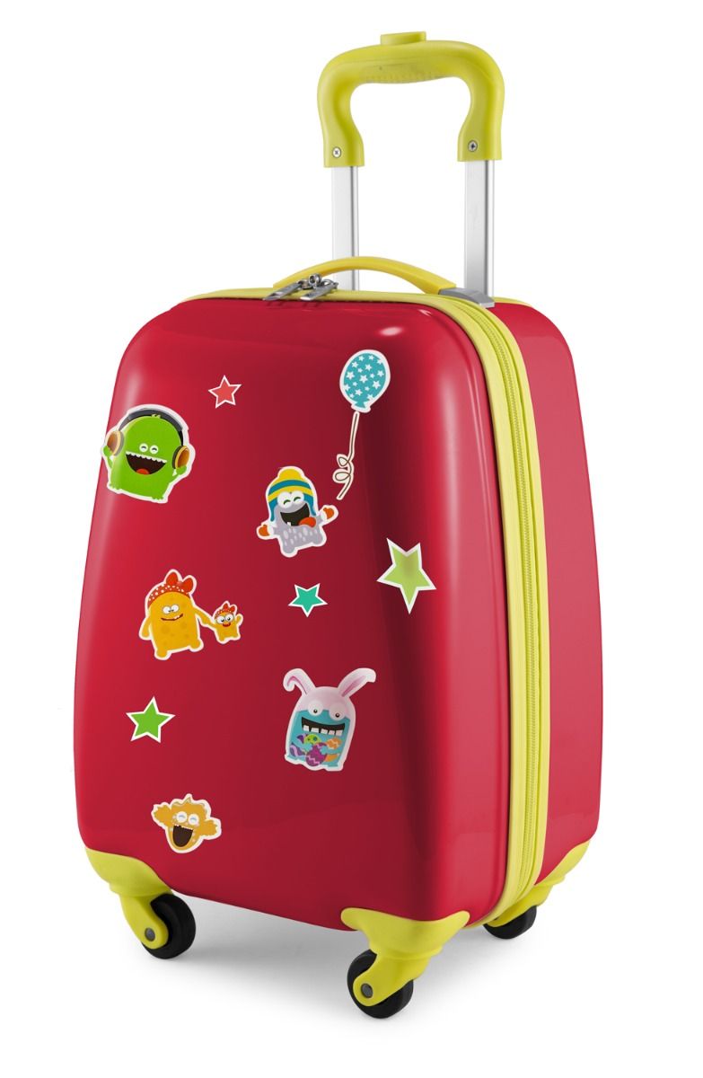 Para crianças - Mala infantil com adesivos refletivos Monstro, mala infantil rígida, bagagem de mão, 24 litros