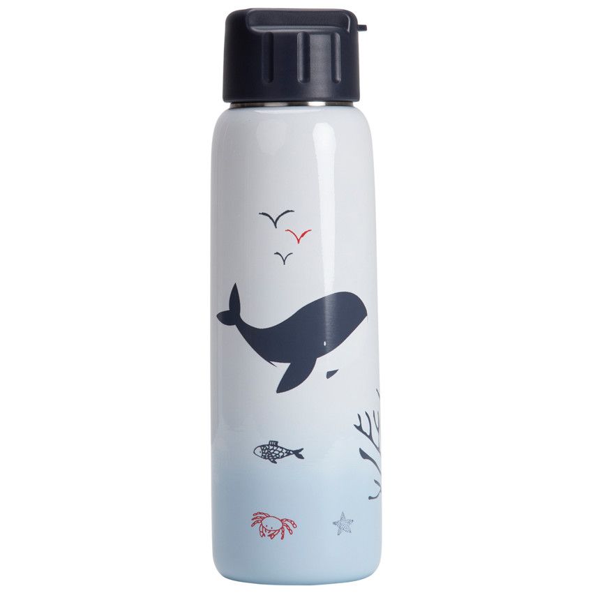Gourde en métal avec paille 380 ml - Pretty sea - Ecru