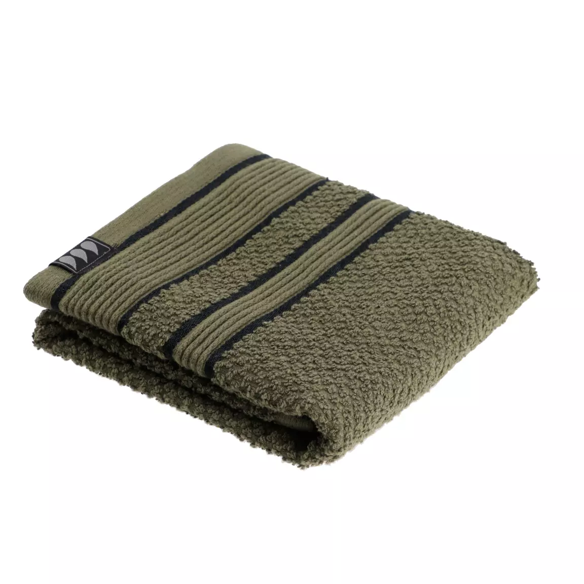 Serviette de bain coton (30 x 50 cm) Black Line Vert kaki / noir