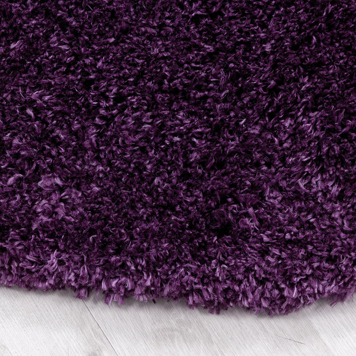 Rond hoogpolig vloerkleed - Fuzzy Paars | Stijlvol