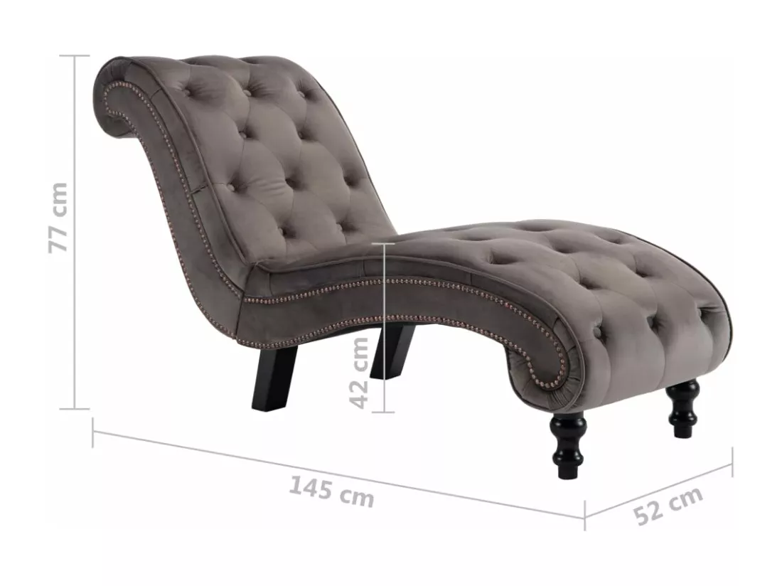 Prolenta Premium - Chaise longue Velours Gris
