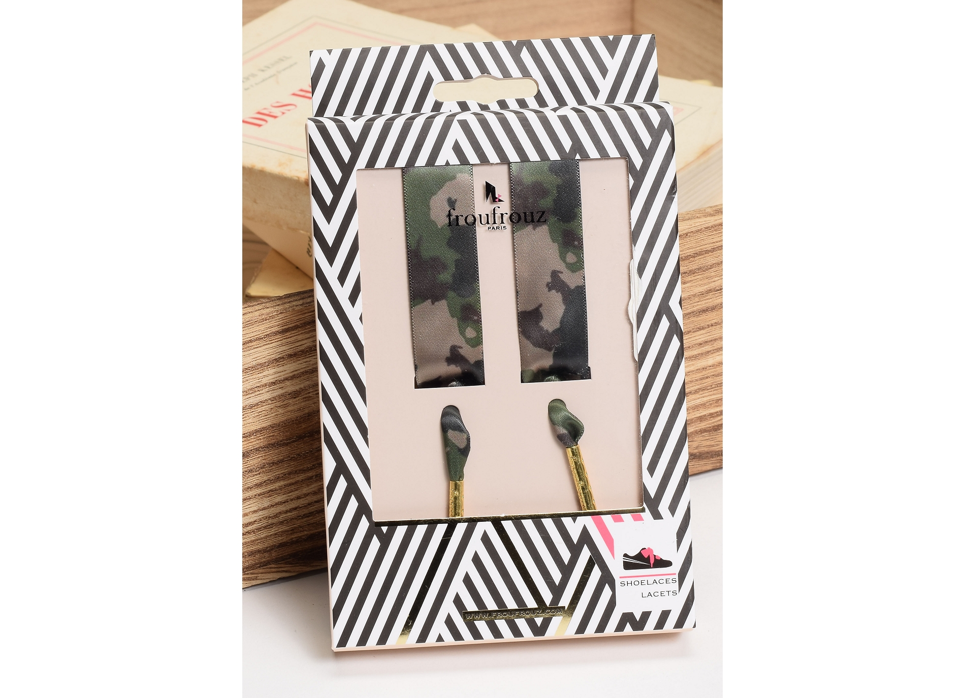 Lacets satin camouflage