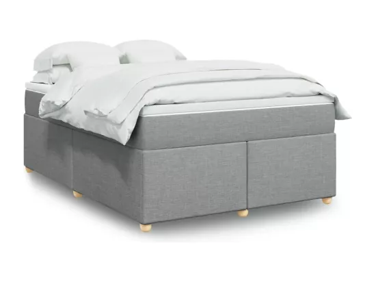Sommier à lattes de lit avec matelas Gris clair 140x190cm Tissu