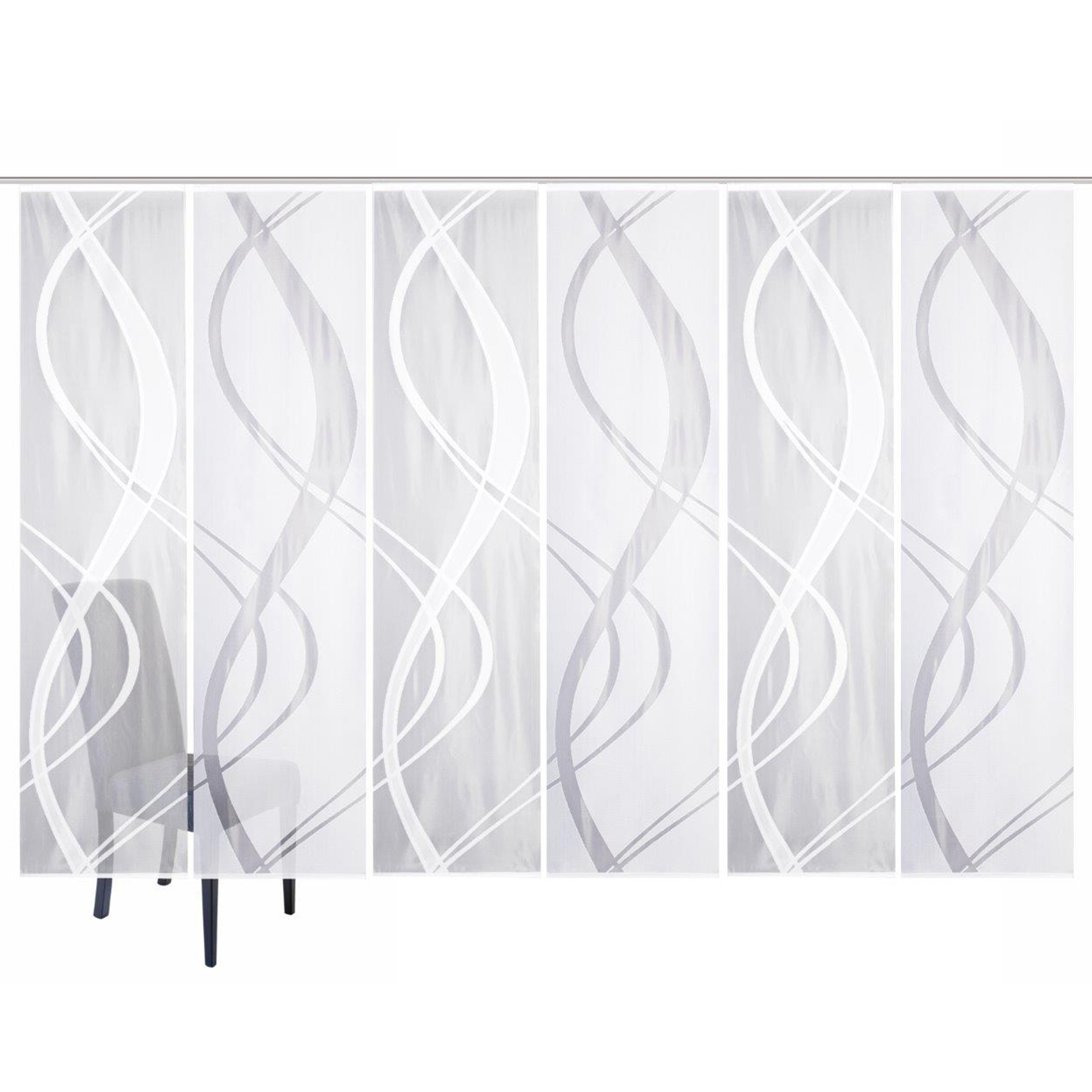 6-teiliges Schiebevorhang-Set TIBASO - transparent-weiß - je 57x225 cm