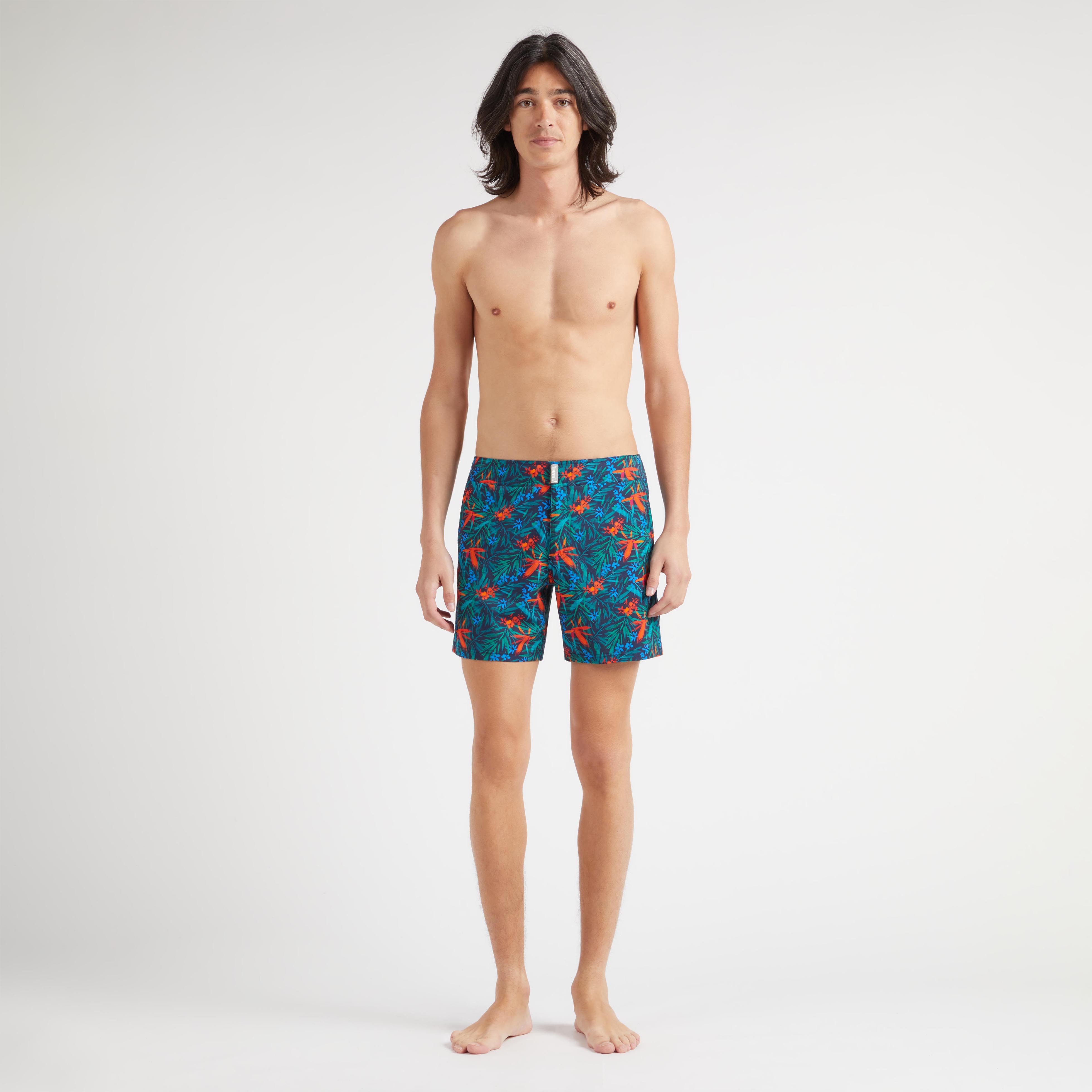 Maillot de Bain Stretch Ceinture Plate Homme Tropical Flowers