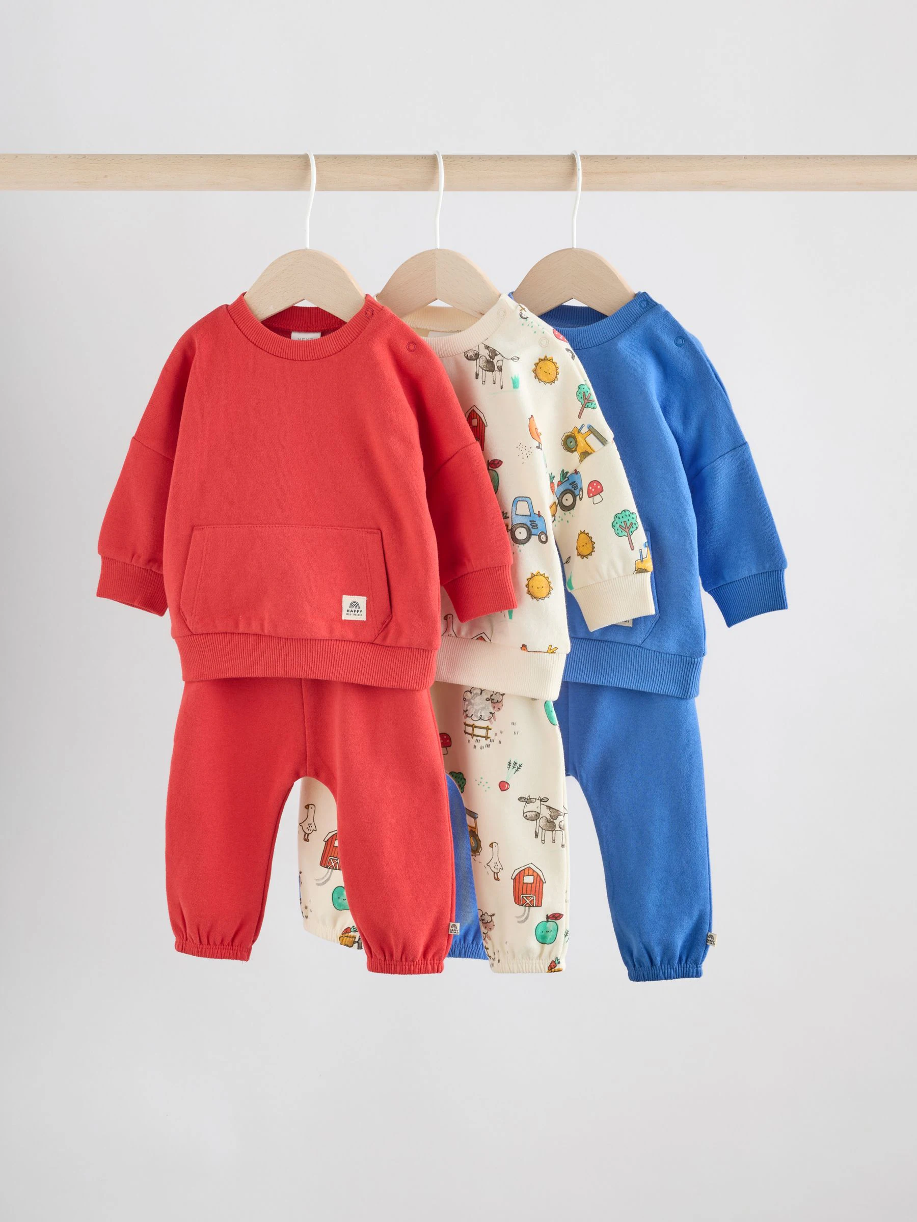 Felgekleurd met boerderijprint - Baby Sweatshirt en Joggingbroeken Set 6 stuks (0mnd-3jaar)