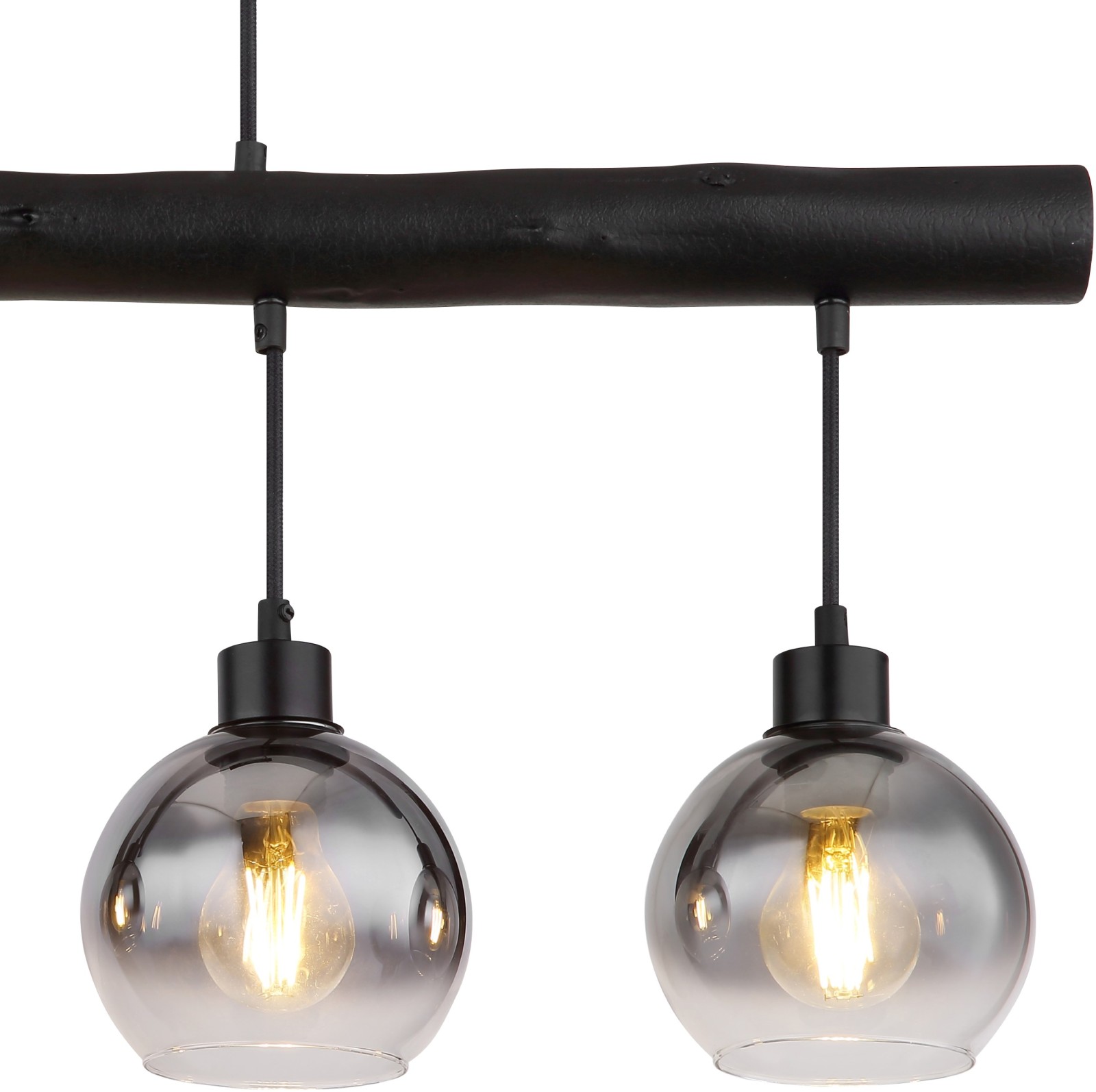 Pendelleuchte - schwarz - matt - Metall-Holz - 120 cm