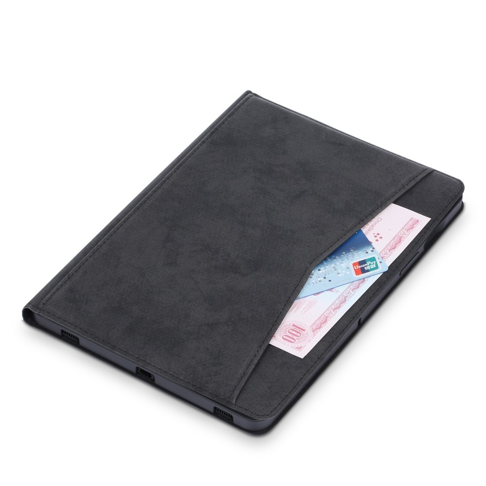 Samsung Galaxy Tab S8 / Tab S7 Vintage Leder Tasche Smart Case Hülle S-Pen Halterung - Schwarz