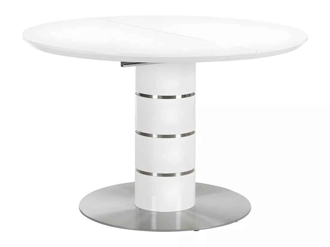 Table à manger extensible - 4 à 6 personnes - MDF et métal inoxydable - Blanc laqué - CUSCO