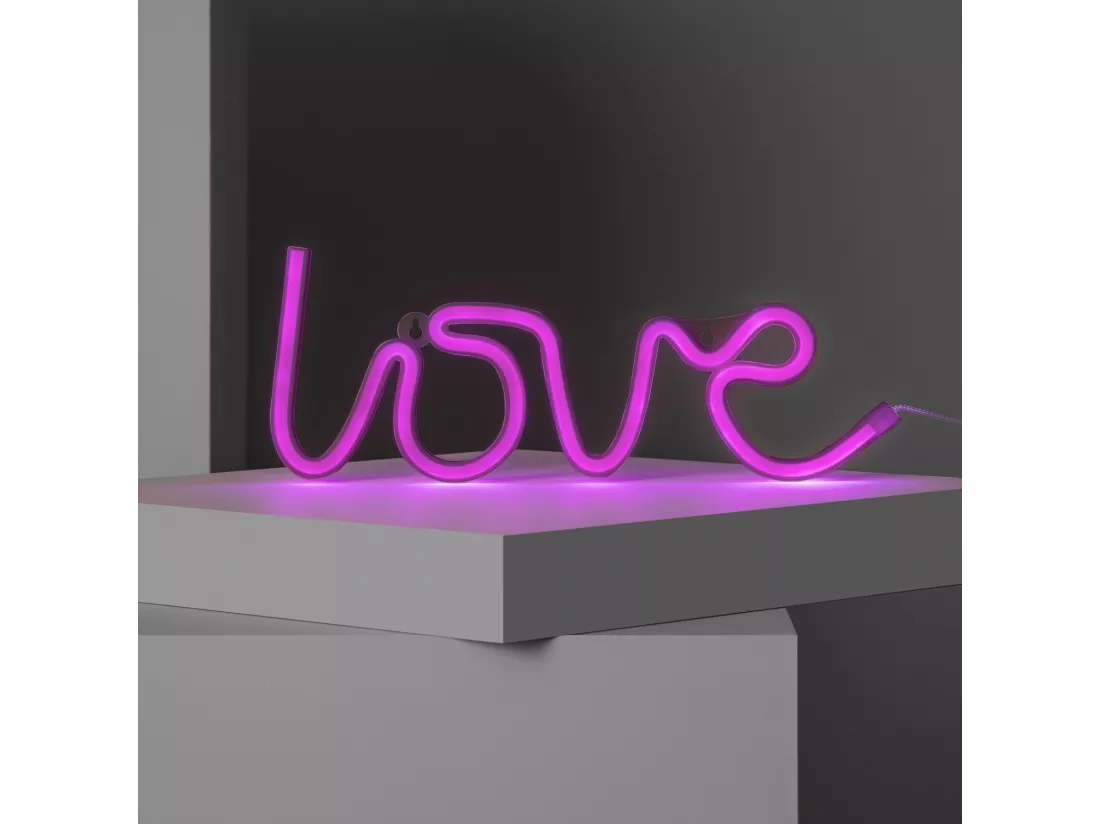 Néon LED Love à Piles Rose