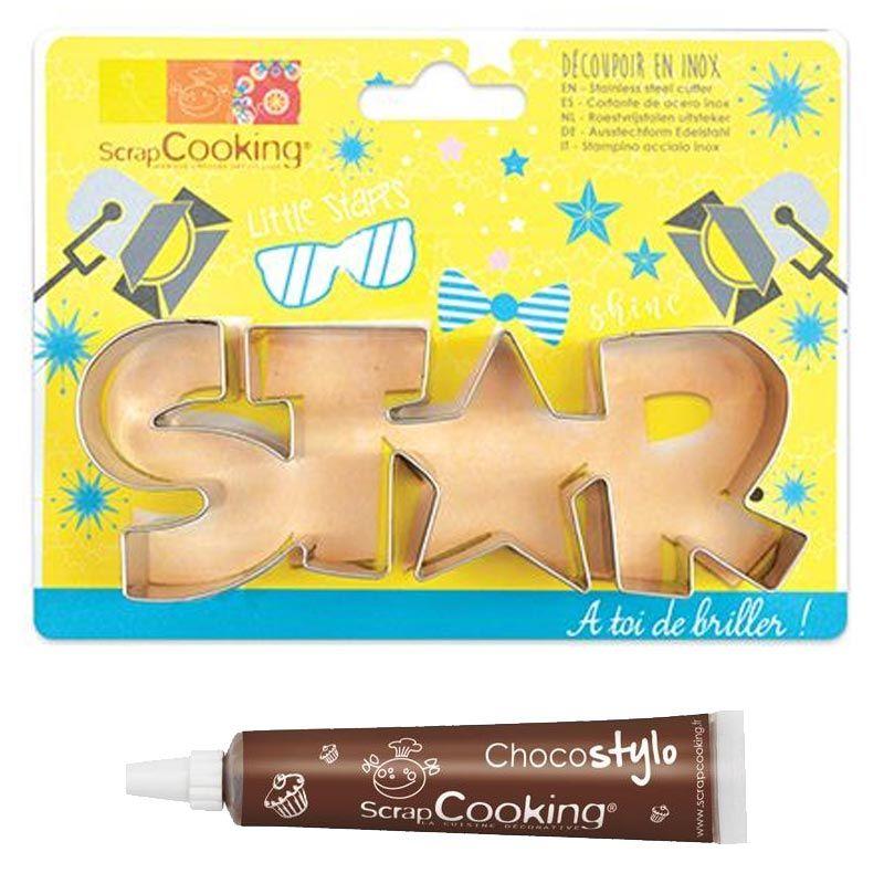 Découpoir à biscuits en inox Star + Stylo chocolat Scrapcooking