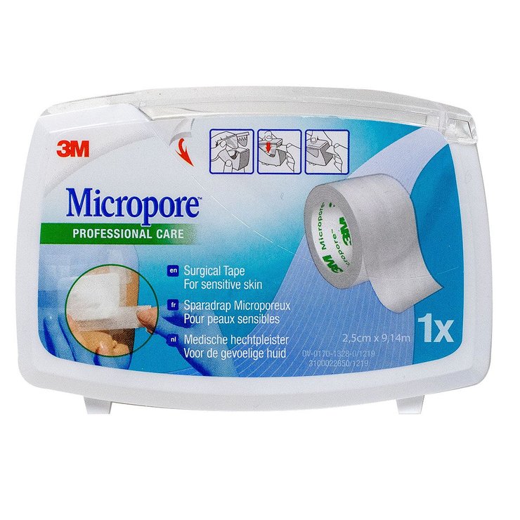 Micropore sparadrap blanc avec dévidoir 9,14mx25mm