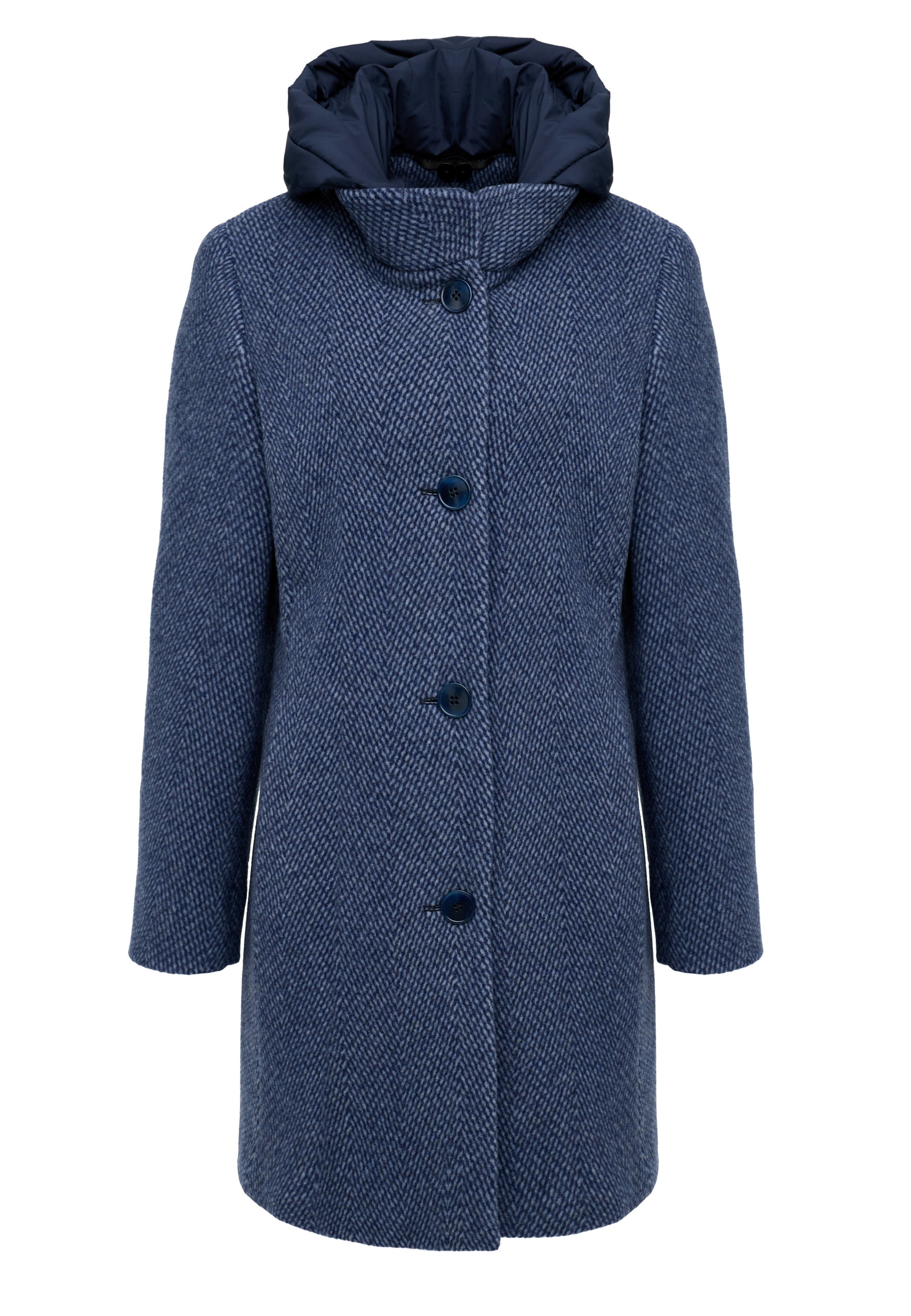 MANISA Wolljacke mit Kapuze mit Stehkragen und Kapuze, in Tweed-Optik