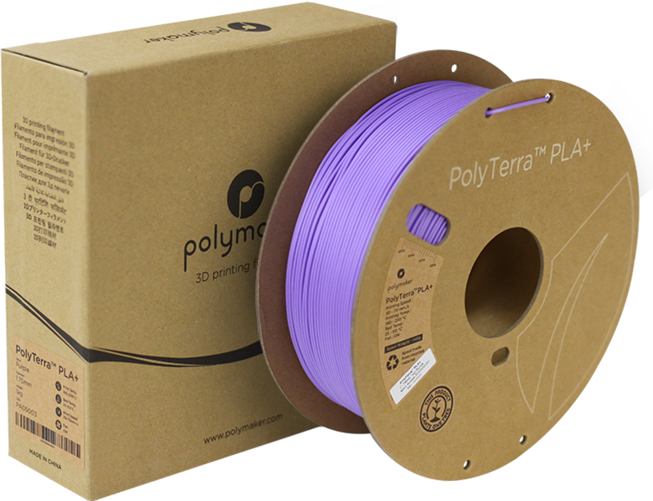 Polymaker  PolyTerra PLA+ Purple, 1,75 mm / 1000 g    Filament mit Nachhaltigkeit im Fokus