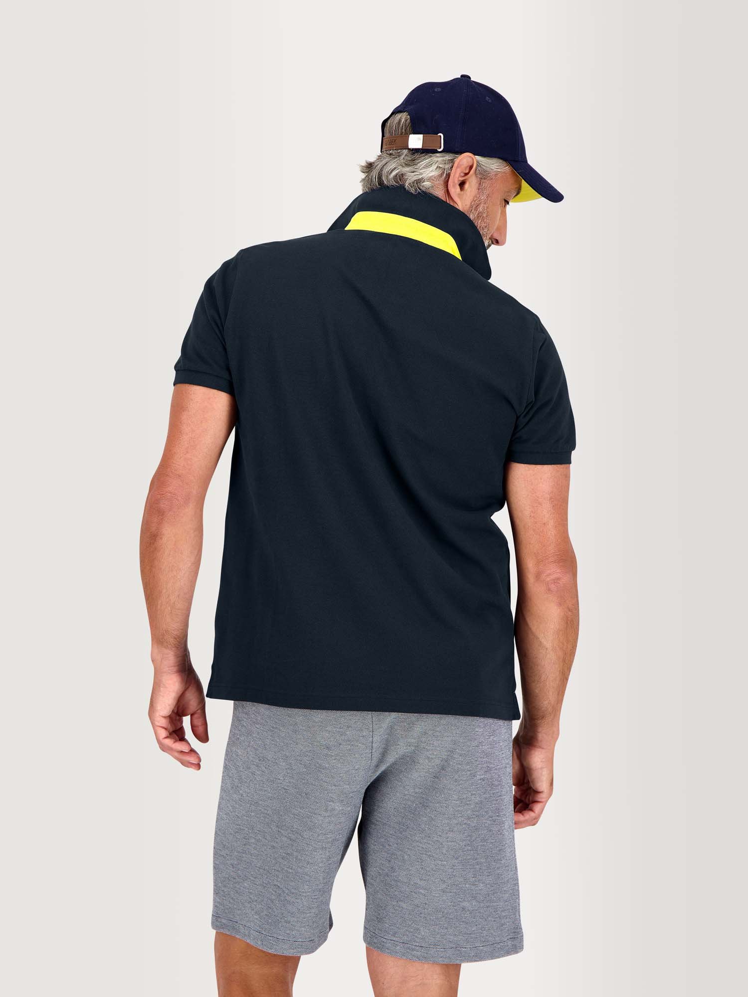 Polo Homme Coton Piqué Manches Courtes Marine