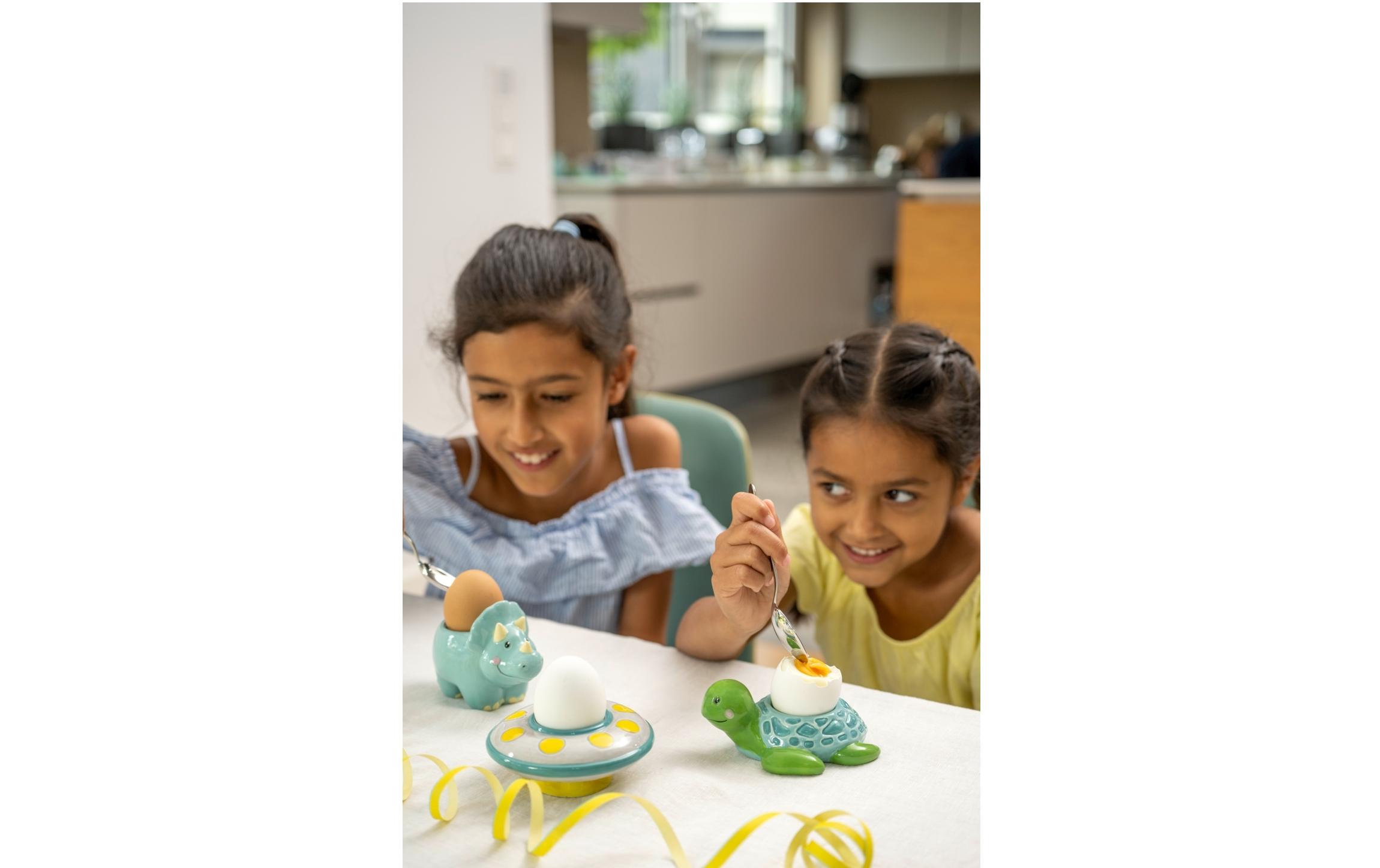 Kindereierbecher Avventura UFO, Gelb/Türkis/WeissEierbecher für Kinder