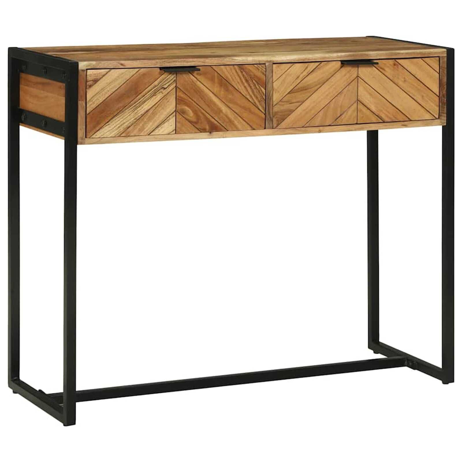vidaXL Consoletafel met lades bruin 90 x 35 x 75 cm massief mangohout