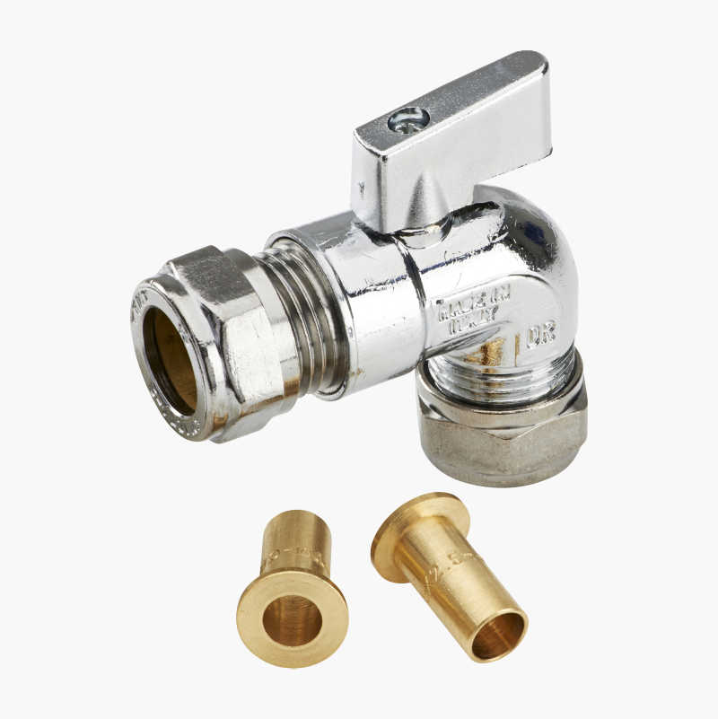 PEX minikuleventil, vinkel, 15 mm