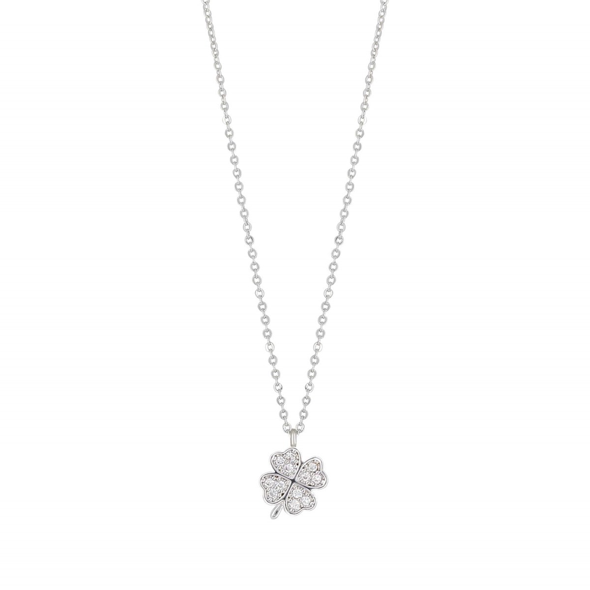 Collier Trefle coeurs strass