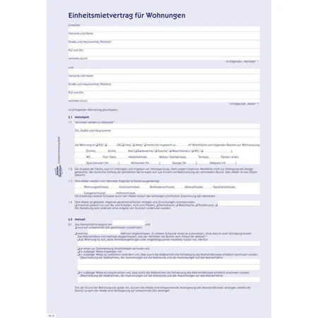 Avery Zweckform 2849 Einheitsmietvertrag für Wohnungen, A4, 4-seitig