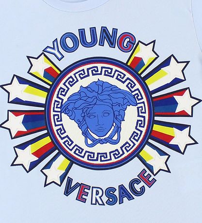 Young Versace T-shirt - LyseBlå m. Logo/Stjerner