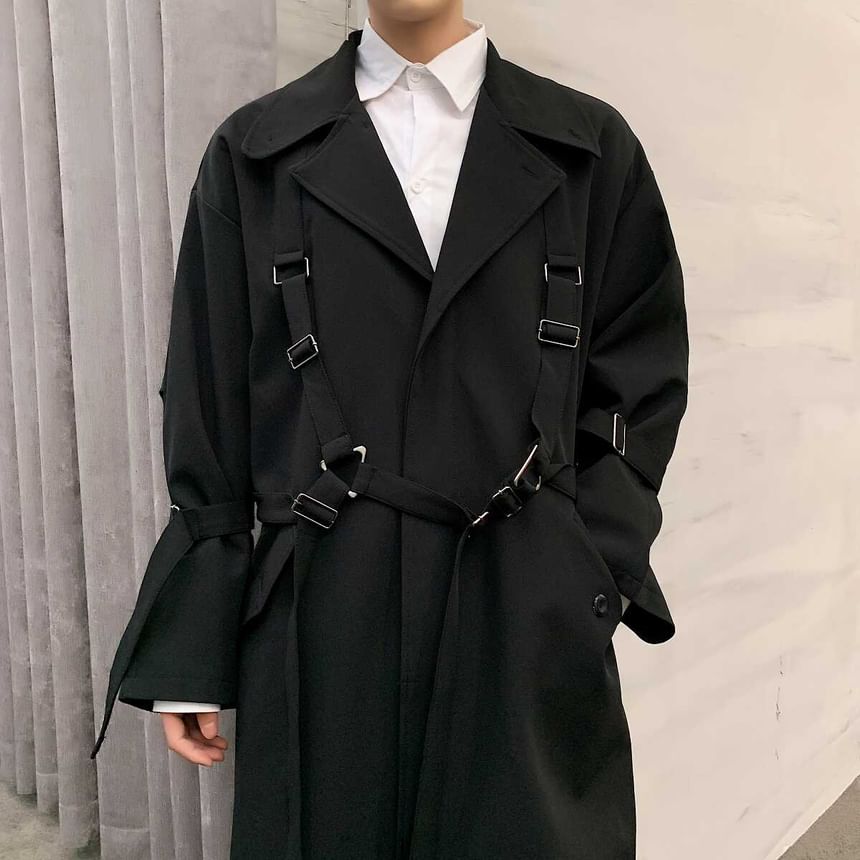 Bjorn - Trenchcoat met reverskraag, effen, knoopsluiting en lange mouwen