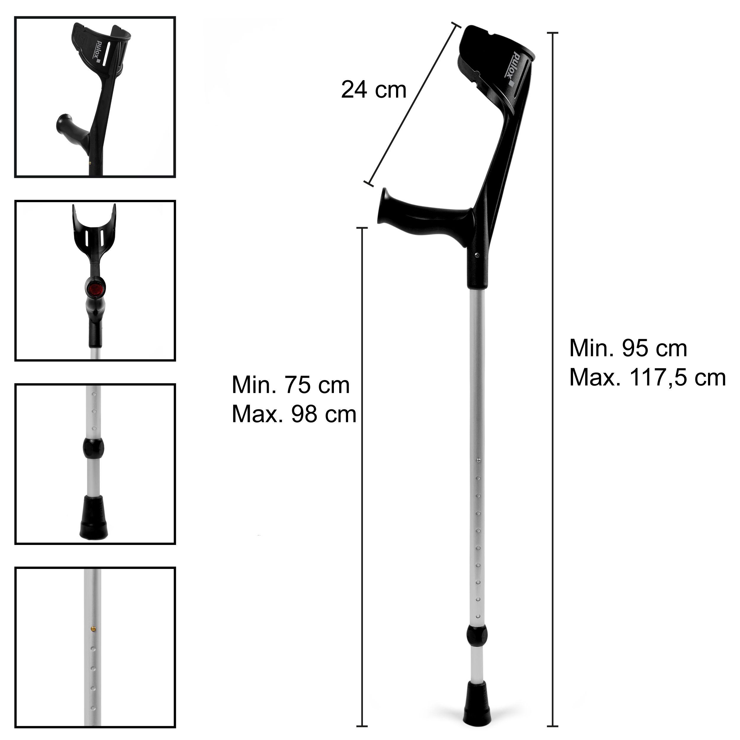 Pulox Magic-Soft - Krücke mit Soft-Grip - Einzeln (1 Stk.) in Tiefschwarz