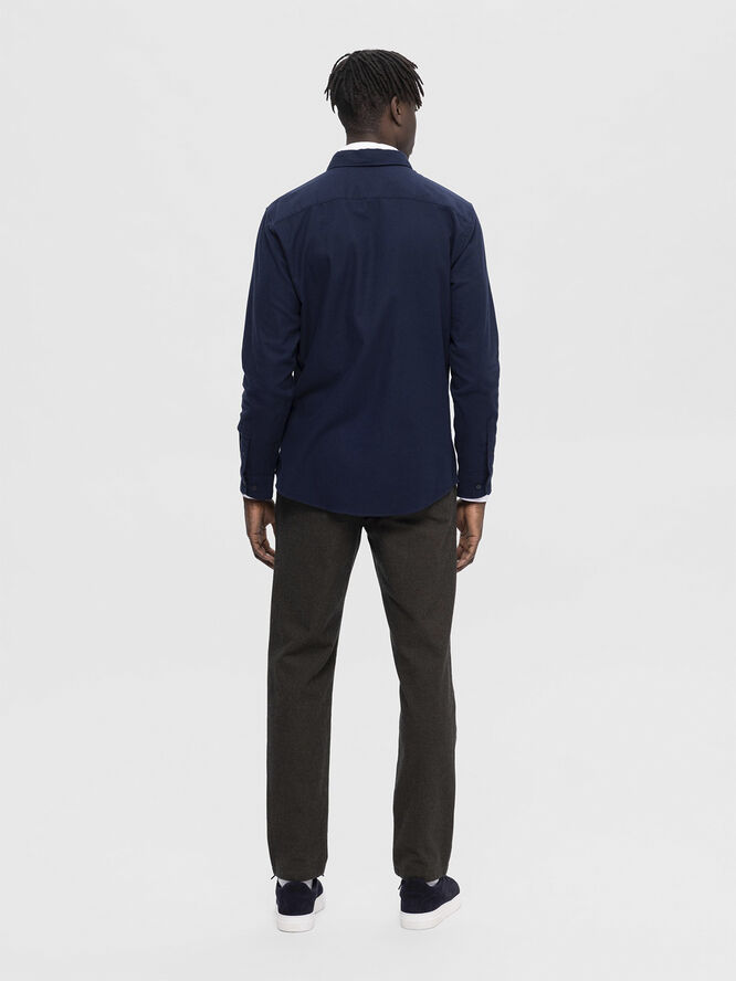 Selected Homme SLHSLIMOWEN-FLANNEL SHIRT LS NOOS Dark sapphire/solid