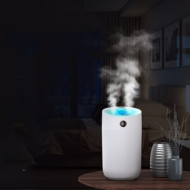 3L dual-spray luftfugter med 3 tågeniveauer, automatisk sluk Hvid