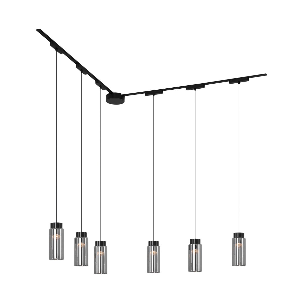 Modern railsysteem met 6 hanglampen zwart 1-fase - Magnetic Vance