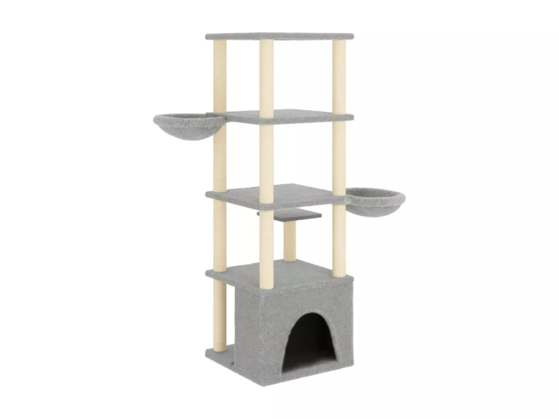 Arbre à chat avec griffoirs en sisal gris clair 147 cm