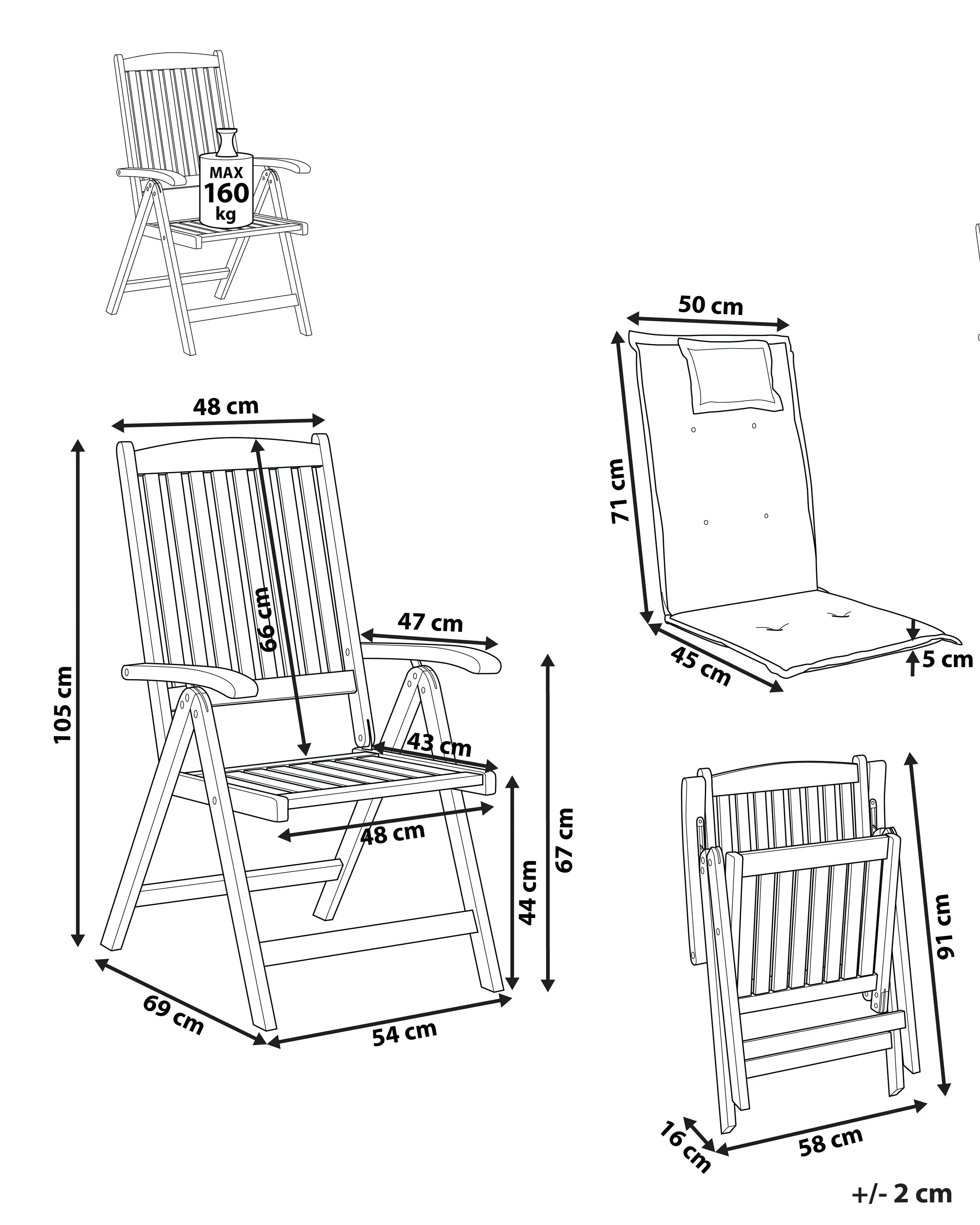 Set van 6 stoelen met zitkussen JAVA Acaciahout Blauw