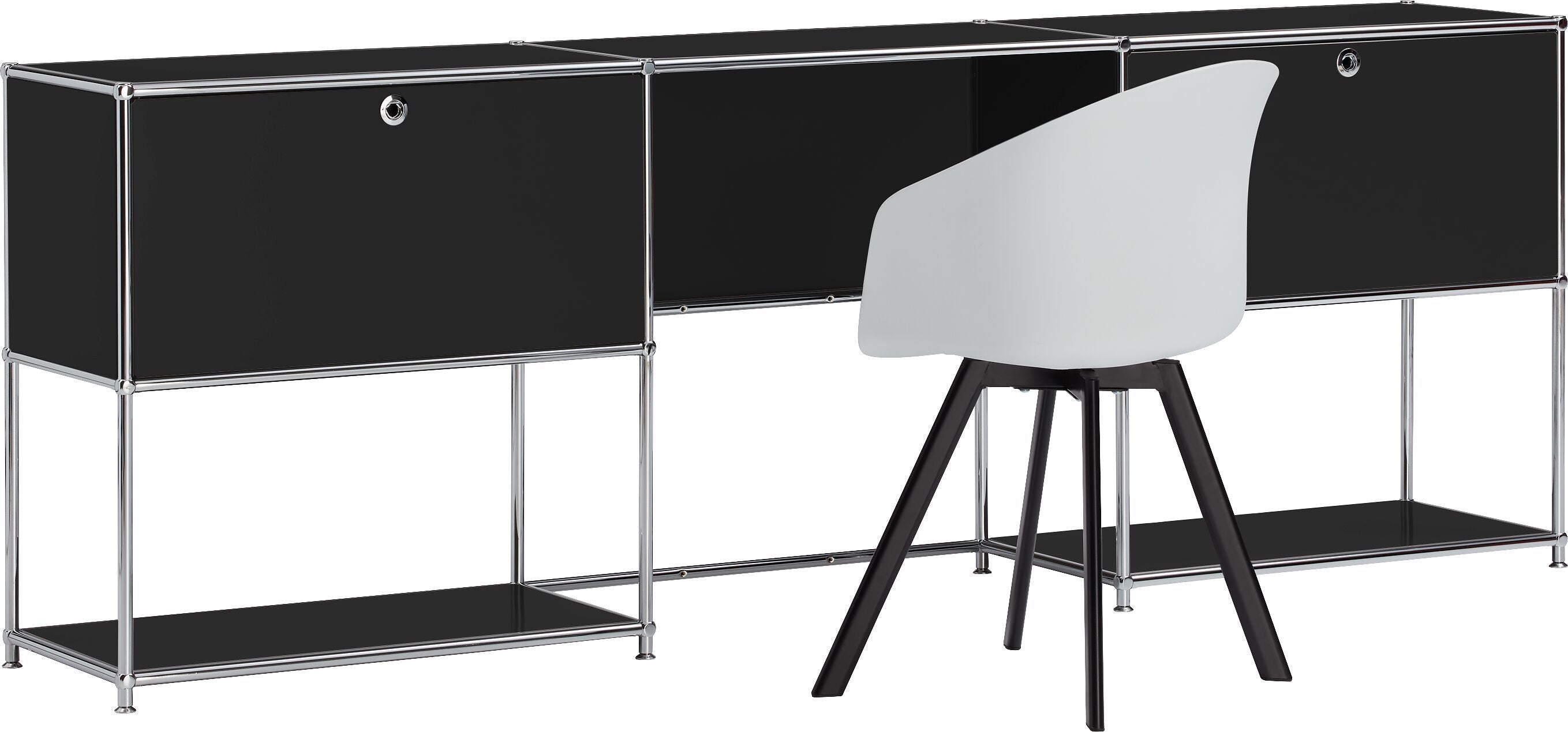 FLEXCUBE Schreibtisch - Schwarz / B: 228.0 cm x T: 40.0 cm x H: 80.0 cm