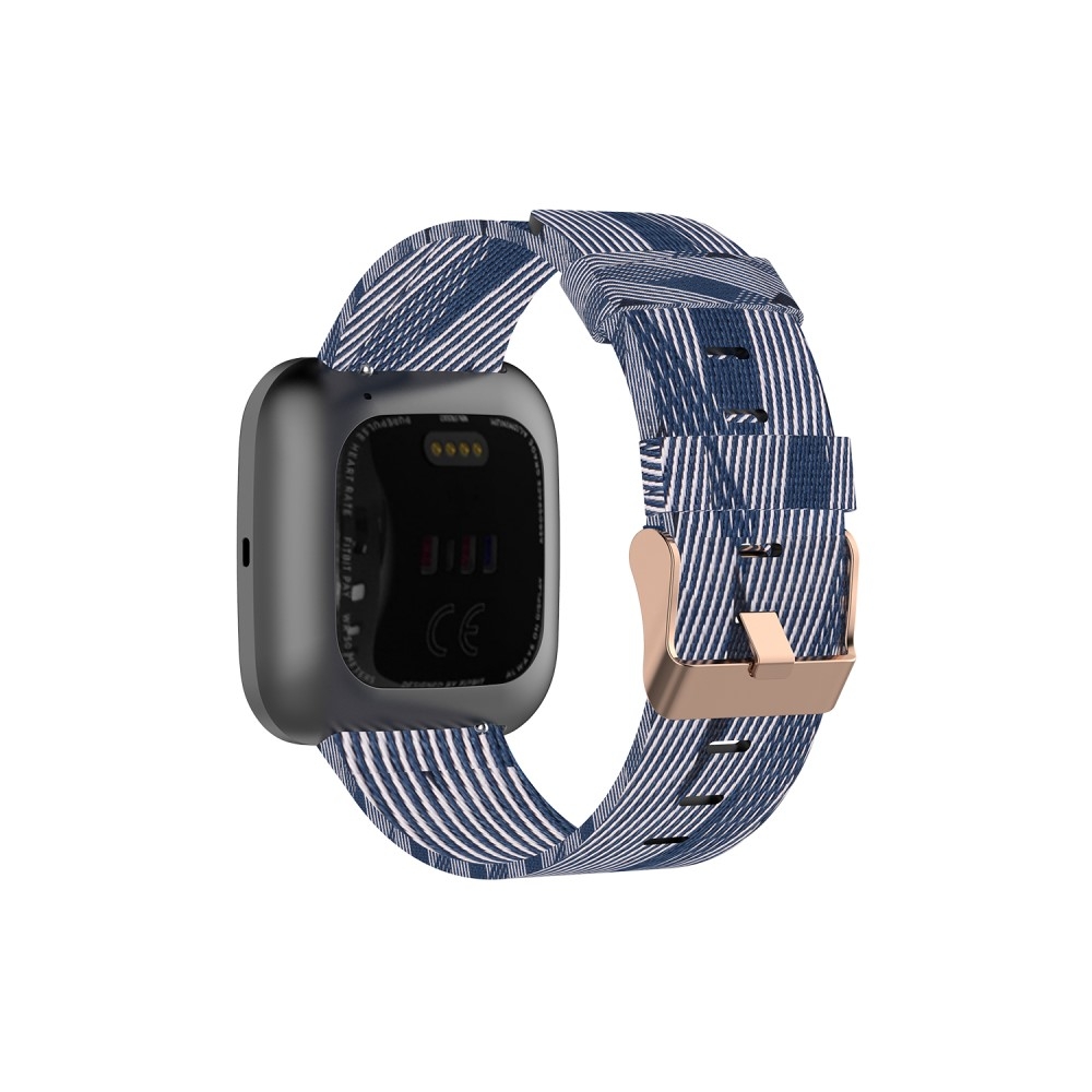 (Gr. M) Fitbit Versa / Versa 2 / Versa Lite Nylon Stoff Ersatz Armband (Gelenkumfang 165-225 mm) - Blau / Weiss
