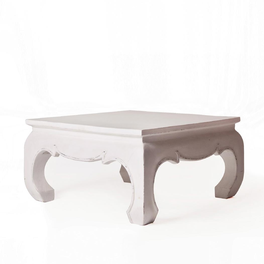 Opiumtisch, antik-weiß, T 76 cm, B 76 cm, H 41 cm von fischer's lagerhaus
