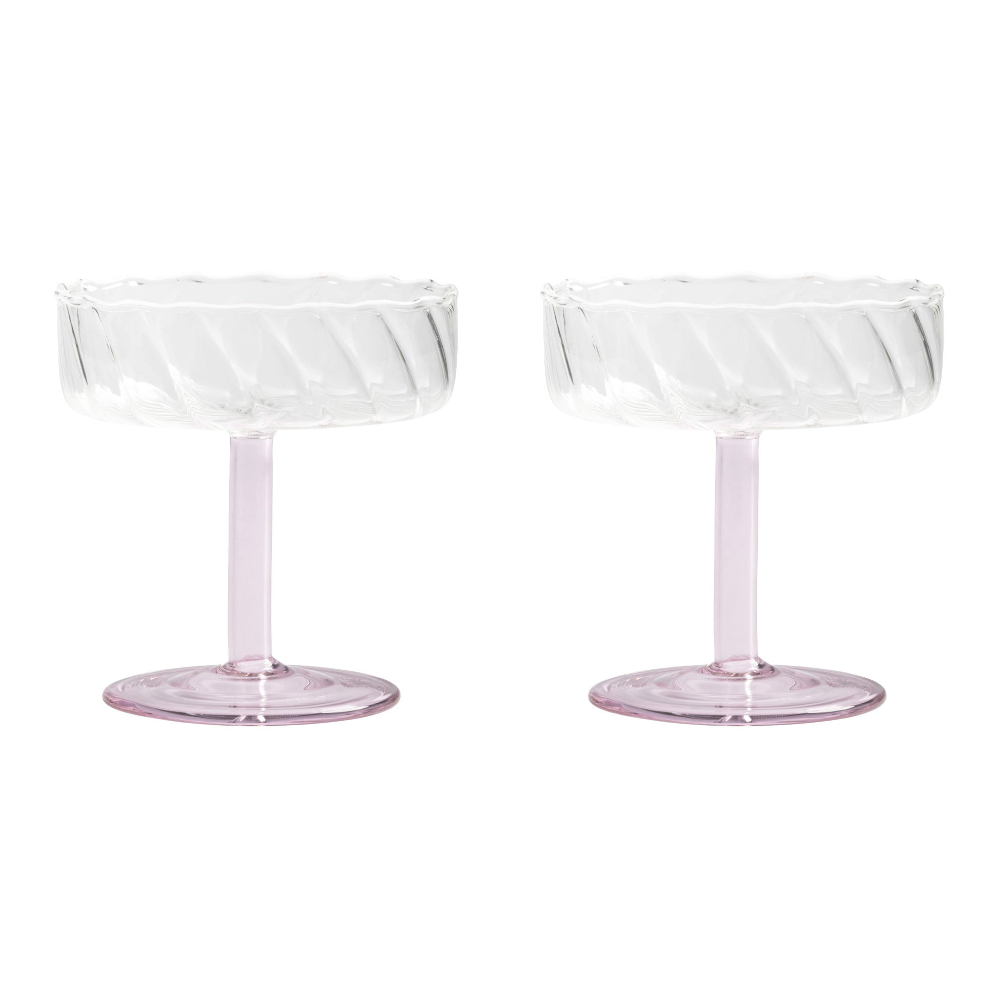 &k amsterdam Coupe Twirl Champagneglazen - Roze - Set van 2