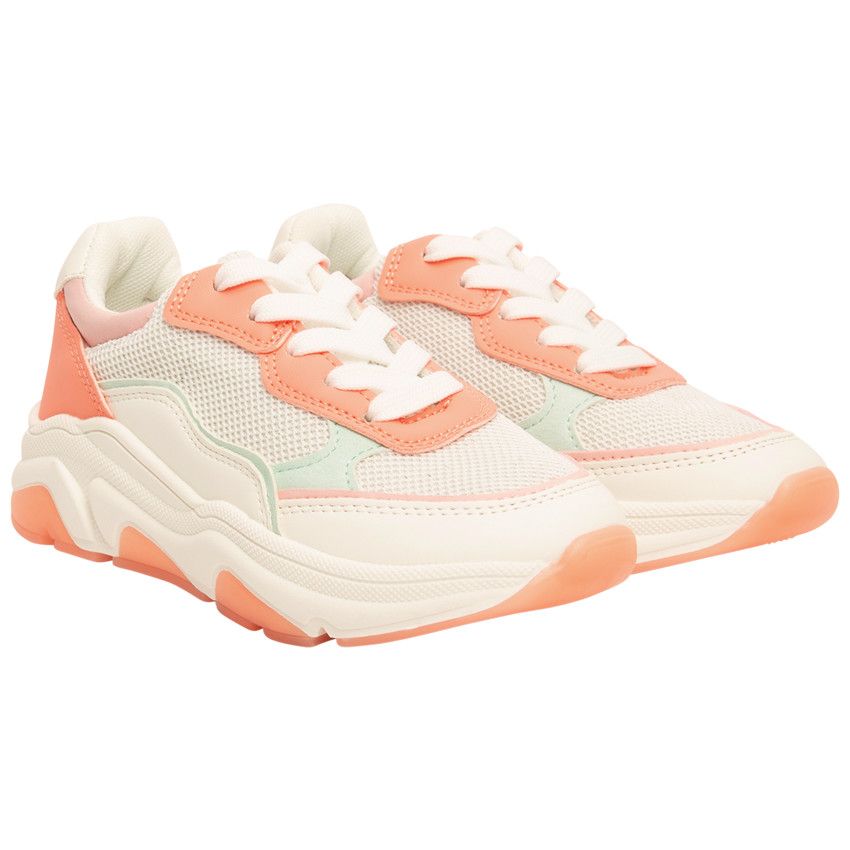 Baskets de sport avec empiècements et mesh pour fille - Blanc