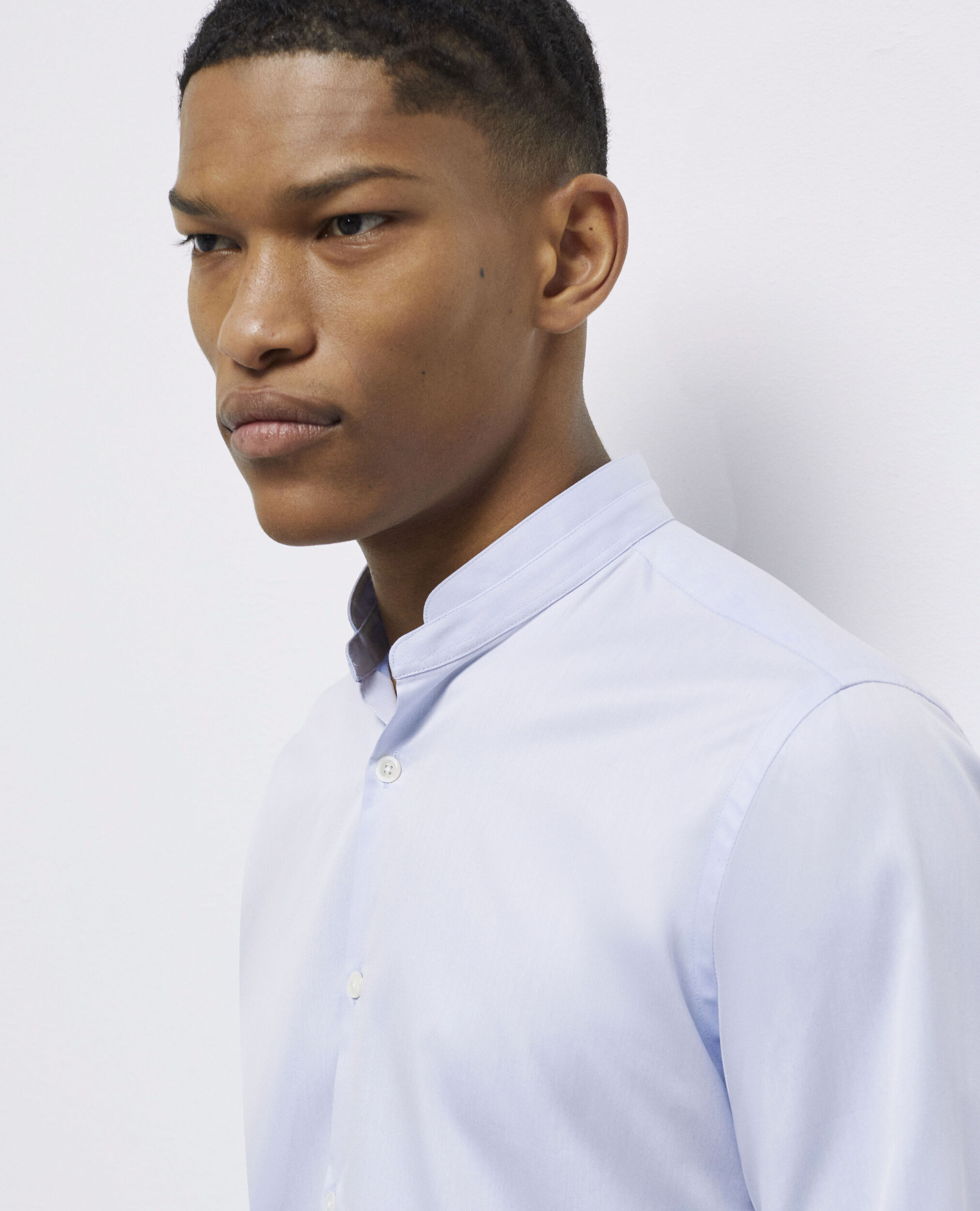 Chemise col officier bleue