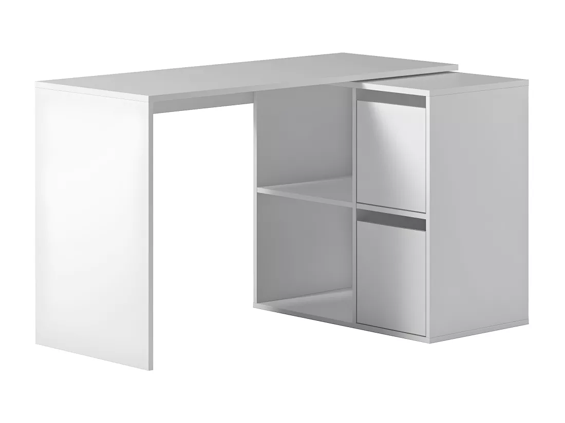Bureau avec 2 niches et 2 portes coloris Blanc Artik en MDF - Longueur 120 x Profondeur 77 x Hauteur 74 cm