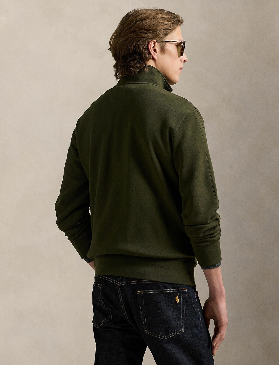 POLO RALPH LAUREN<br>Moletom com zíper confeccionado em tecido de malha dupla