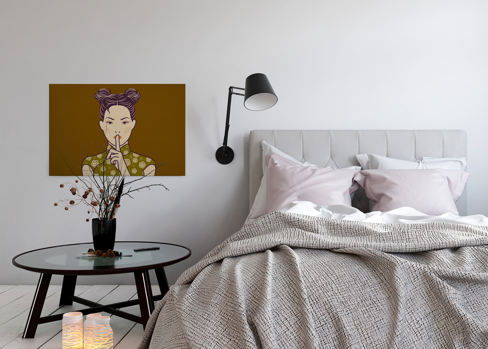 Leinwandbild POWERFRAU - gelb - 90x60 cm