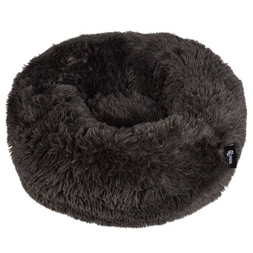 Cama redonda para animais de estimação, cinza escuro