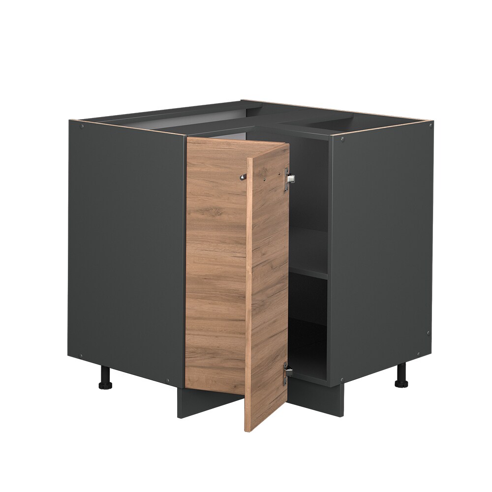 Vicco Eckunterschrank Küchenschrank Küchenmöbel Fame-Line Anthrazit Eiche modern 87 cm Küche Eckküche Einbauküche Doppel-Drehtür Einlegeboden Blende Küchenzeile