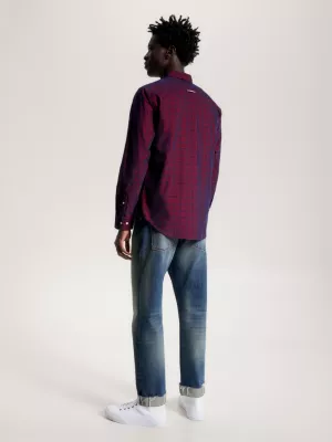 Camisa de veludo cotelê xadrez tartan de corte regular
