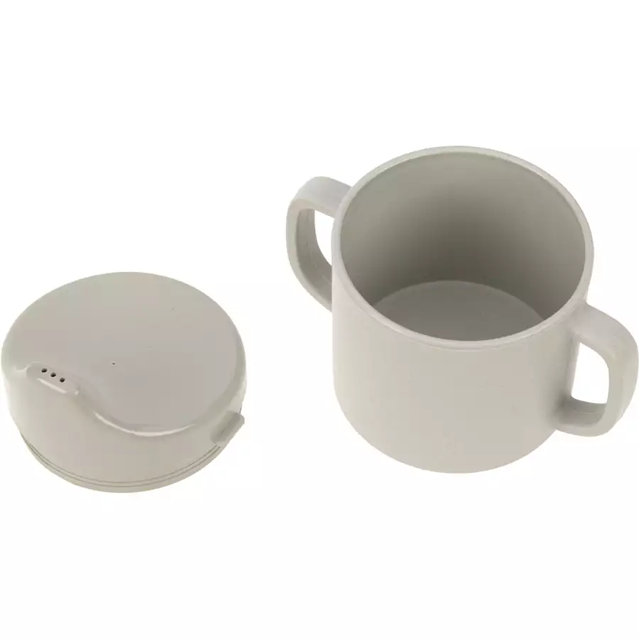 LÄSSIG Trinklernbecher mit Henkel Uni warm grey