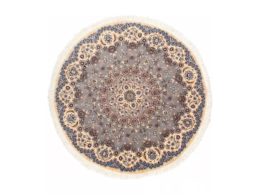 Tapis de laine 150x150 beige Nain