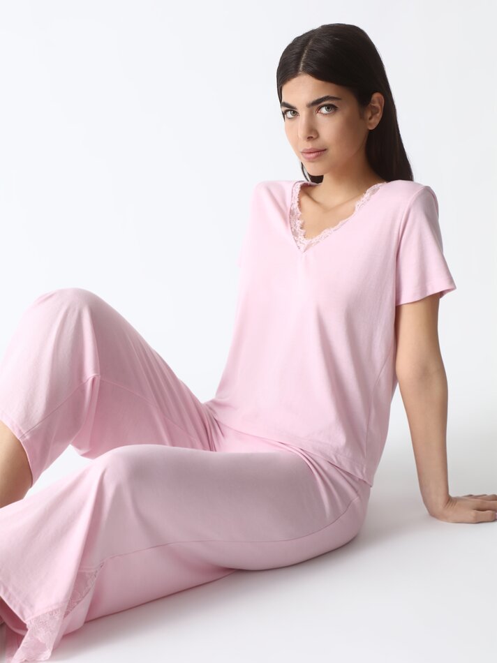 Blusa de pijama de renda - Rosa