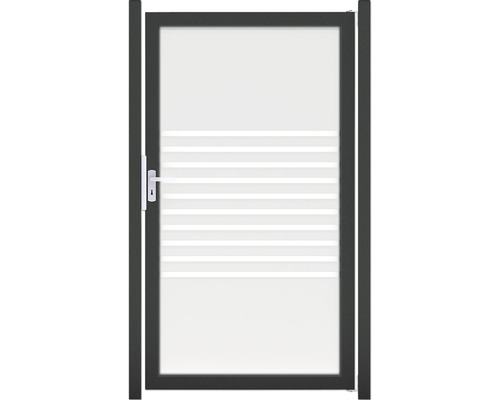 Enkele poort GroJa Belfort links zonder paalframe antraciet 100 x 180 cm strip