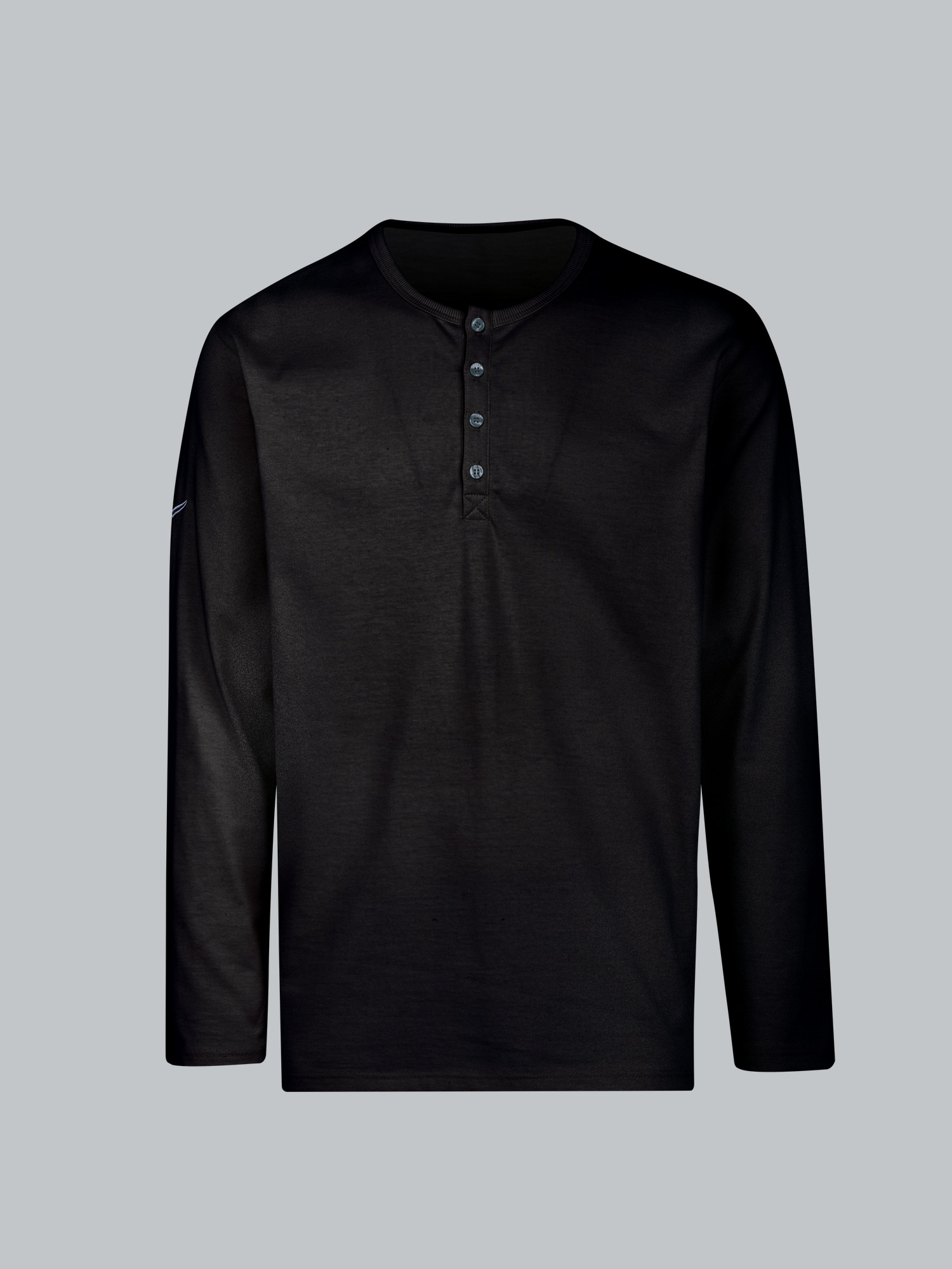 Langarmshirt mit Knopfleiste Schwarz