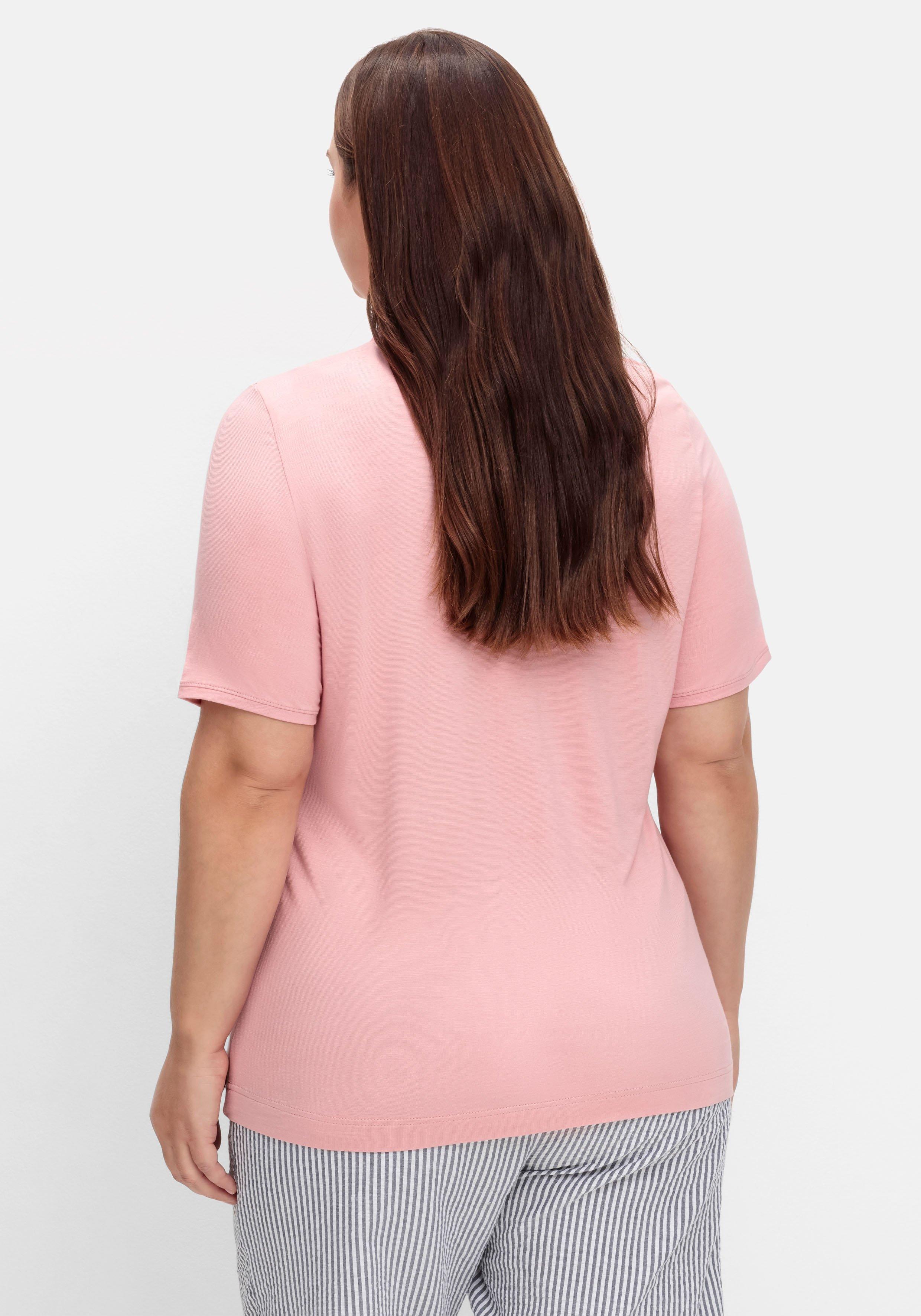 Shirt mit Faltenpartie am Stehkragen